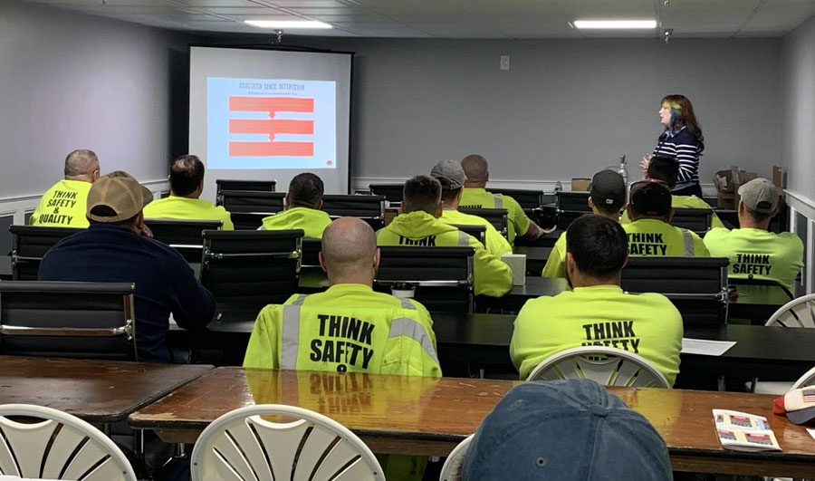 Team safety training meeting